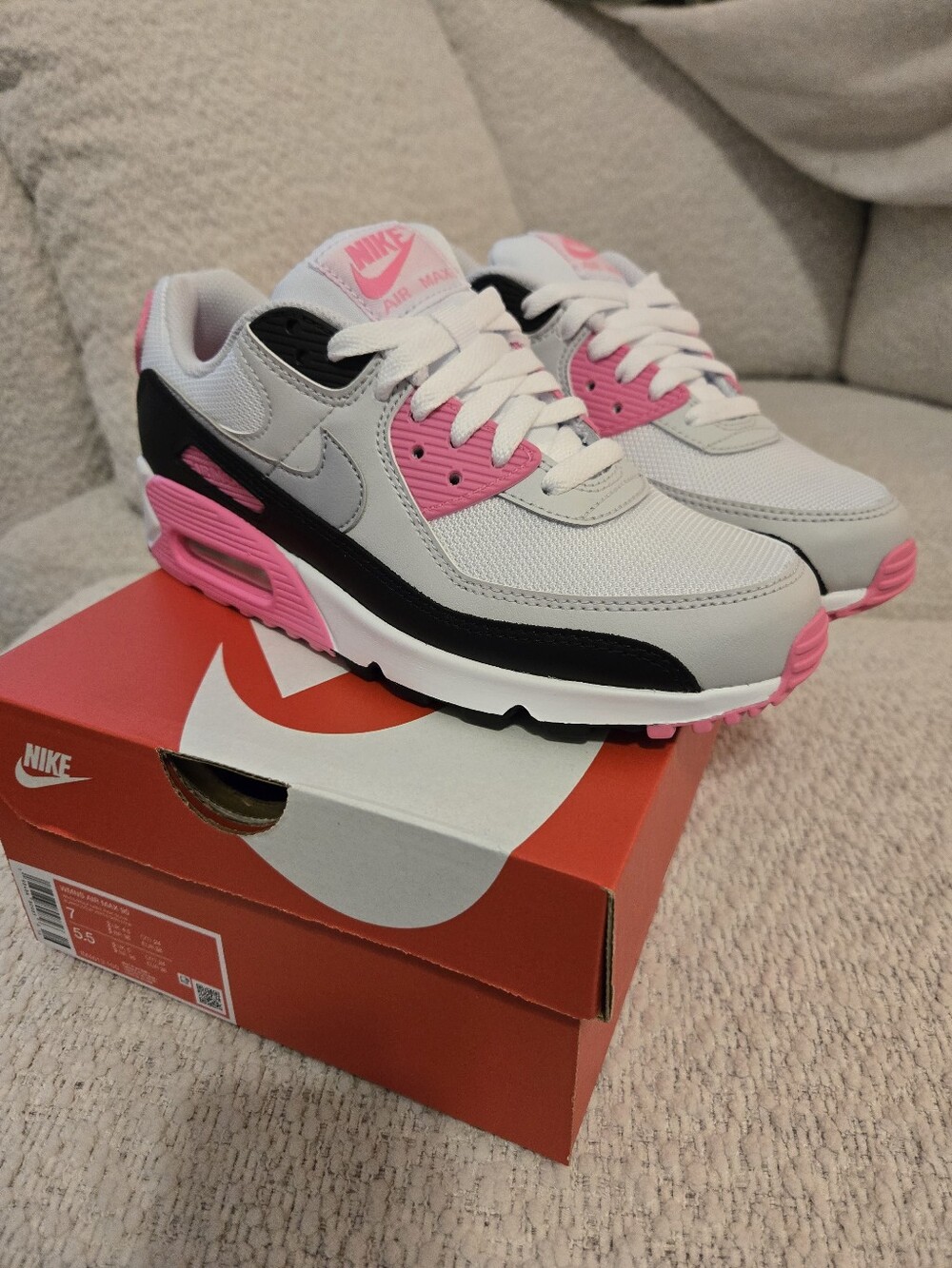 NWT Nike Women’s Air Max 90 Sneakers — Gray, Pink & Black